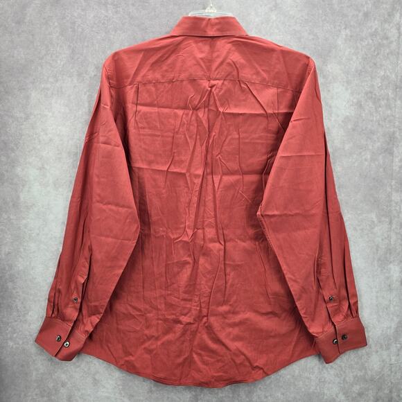 Banana Republic Red Stretch Button Down Long Sleeve Mens Cotton Dress Shirt L - Picture 2 of 7